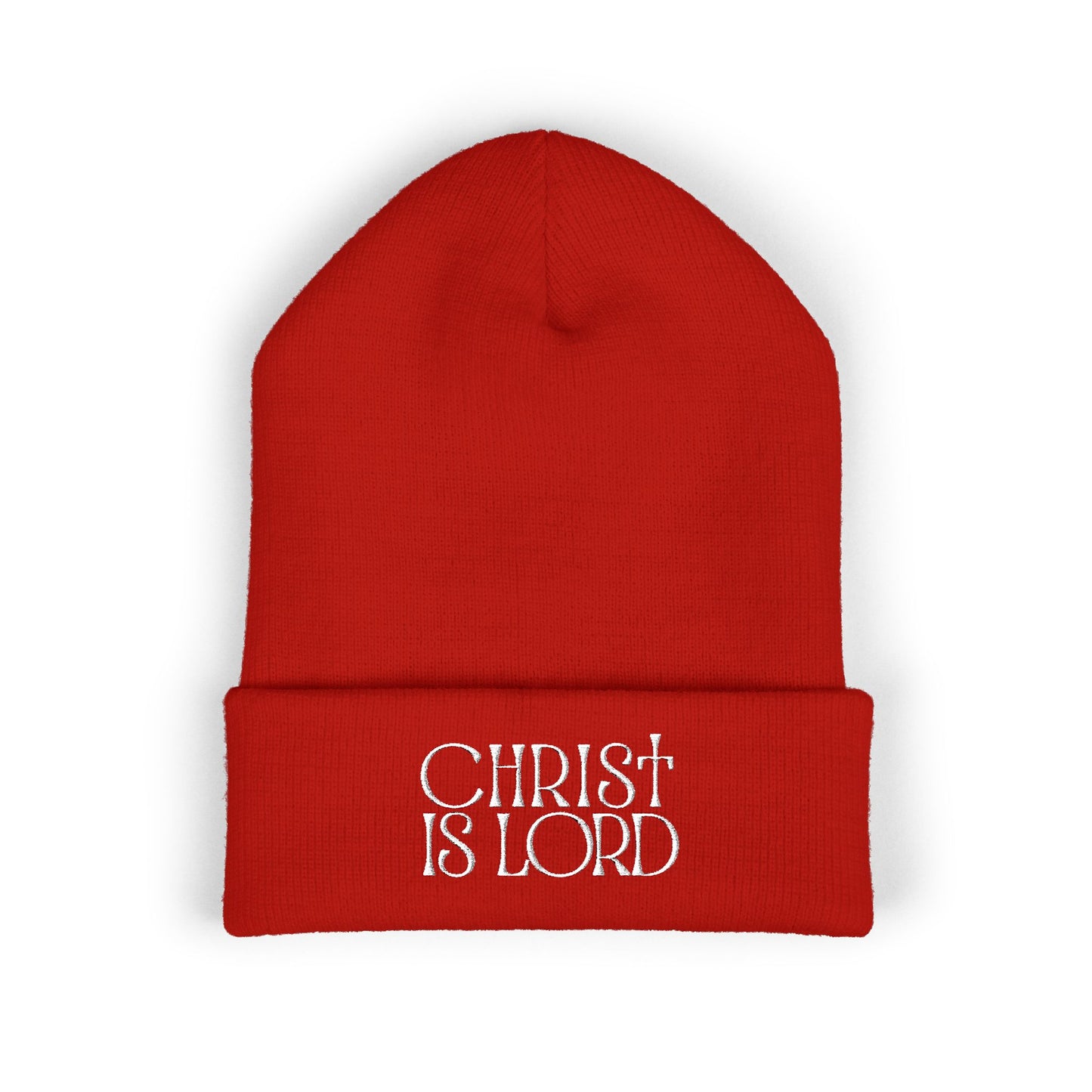 Classic Cuffed Beanie - "Christ is Lord" Embroidered Hat for Faith and Style