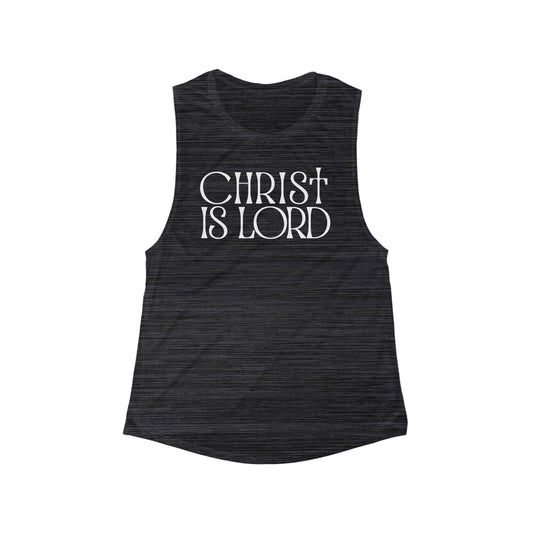 Christian Women's Flowy Muscle Tank - "Christ is Lord" Graphic Top