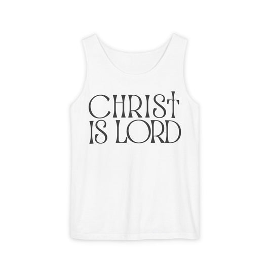 Garment-Dyed Christian Tank Top - "Christ is Lord"