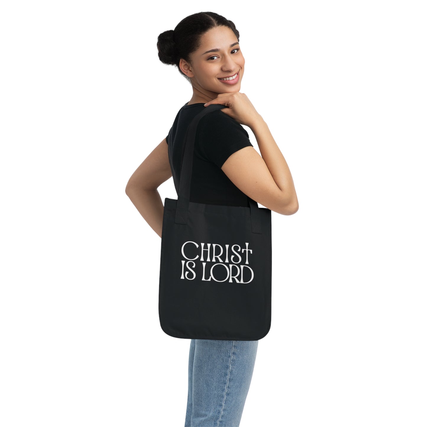 Organic Canvas Tote Bag - Christ Is Lord Design - Faith-Based Eco-Friendly Shopping Bag