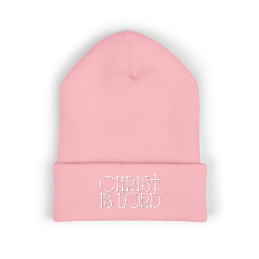 Classic Cuffed Beanie - "Christ is Lord" Embroidered Hat for Faith and Style