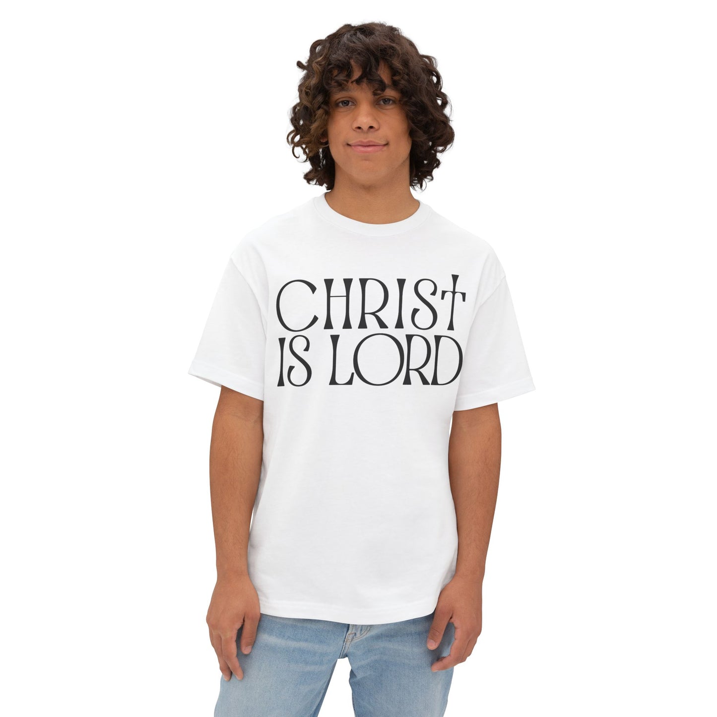 Unisex Oversized Boxy Tee - 'Christ is Lord' Inspirational Shirt