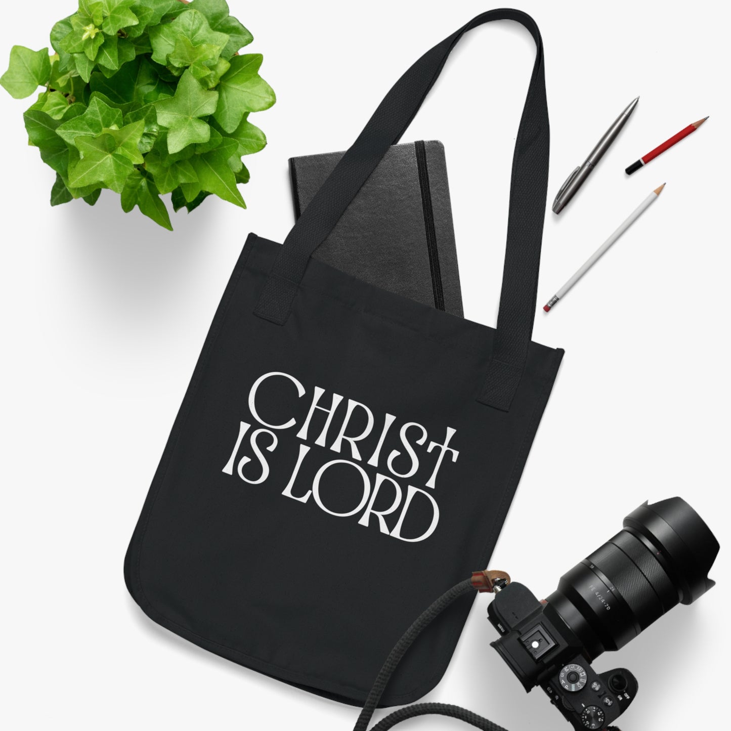 Organic Canvas Tote Bag - Christ Is Lord Design - Faith-Based Eco-Friendly Shopping Bag