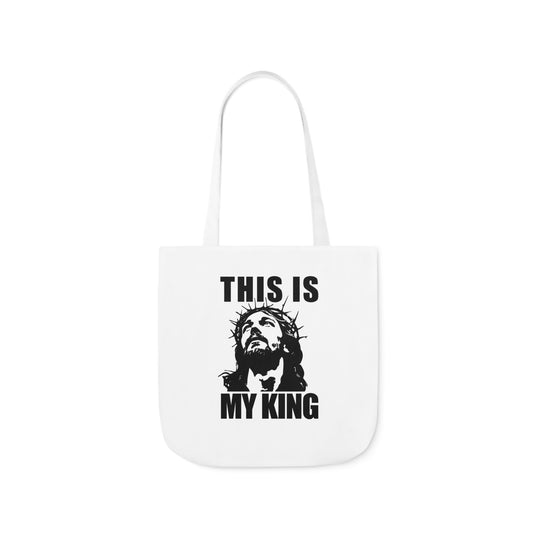 Inspirational Canvas Tote Bag - 'This Is My King' Design with 5-Color Straps