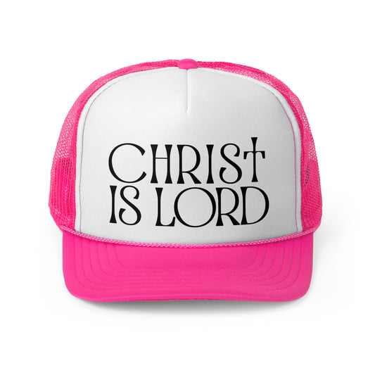 Faith-Inspired Pink Trucker Cap - 'Christ is Lord'