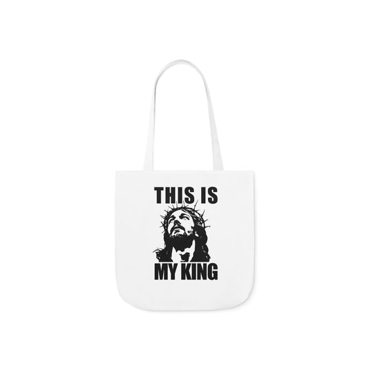 Inspirational Canvas Tote Bag - 'This Is My King' Design with 5-Color Straps