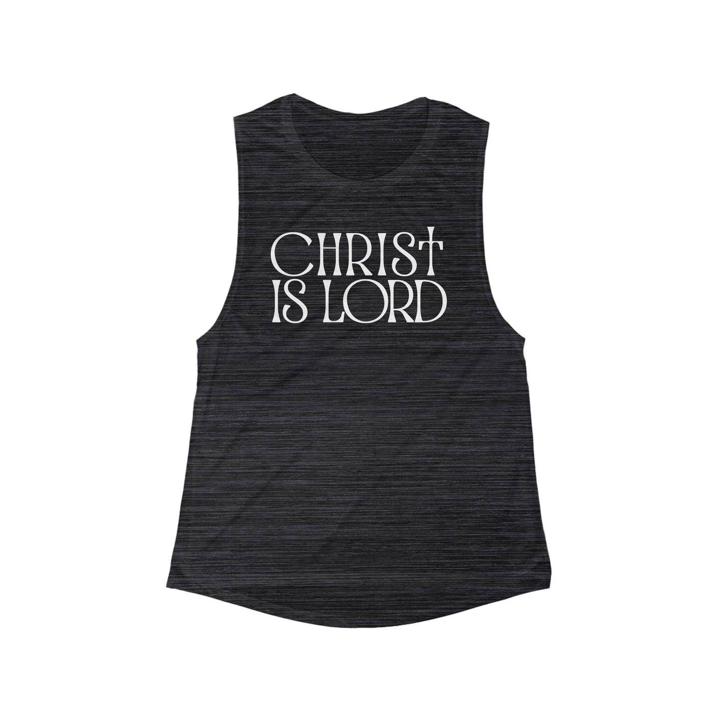 Christian Women's Flowy Muscle Tank - "Christ is Lord" Graphic Top