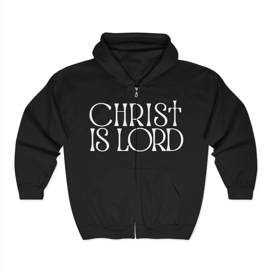 Faith-Inspired Unisex Zip-Up Hoodie - 'Christ is Lord'